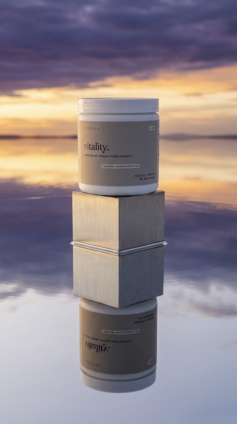 astivra vitality. over a mirror-still salt flat at dusk